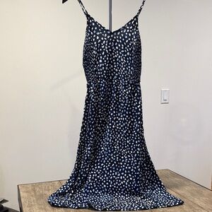 Roxy Navy and White Spotted Midi Dress